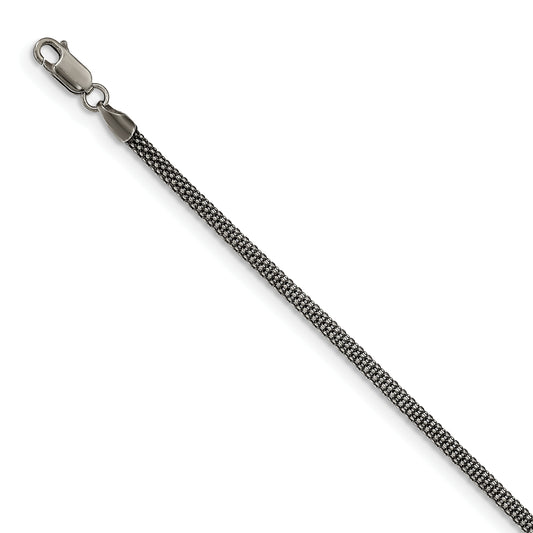 Sterling Silver Antiqued 3mm Corona Chain Bracelet