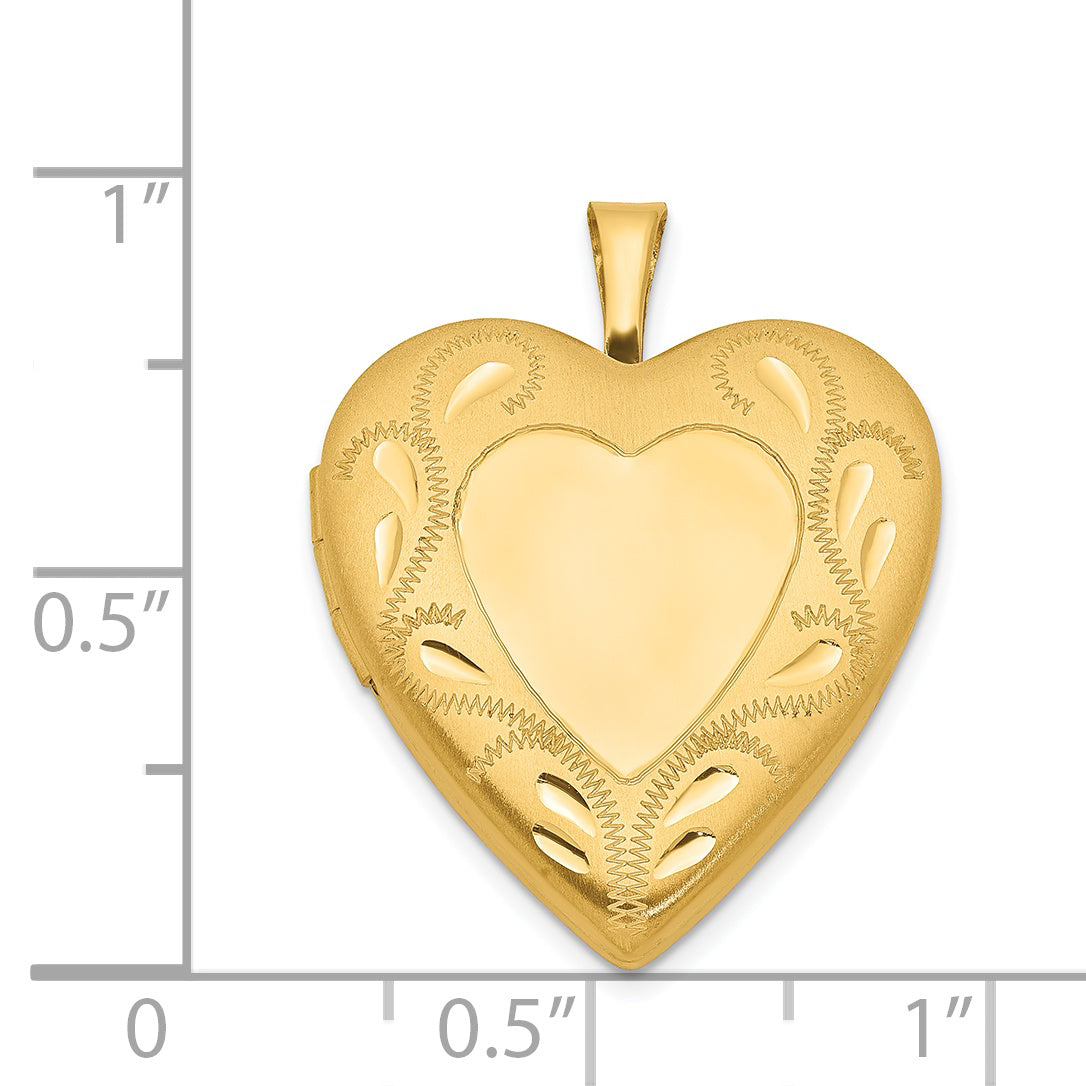 1/20 Gold Filled Polished and Satin Fancy Border 19mm Heart Locket