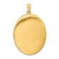1/20 Gold Filled 34mm Polished/Satin Leaf Border 2-Frame Oval Locket