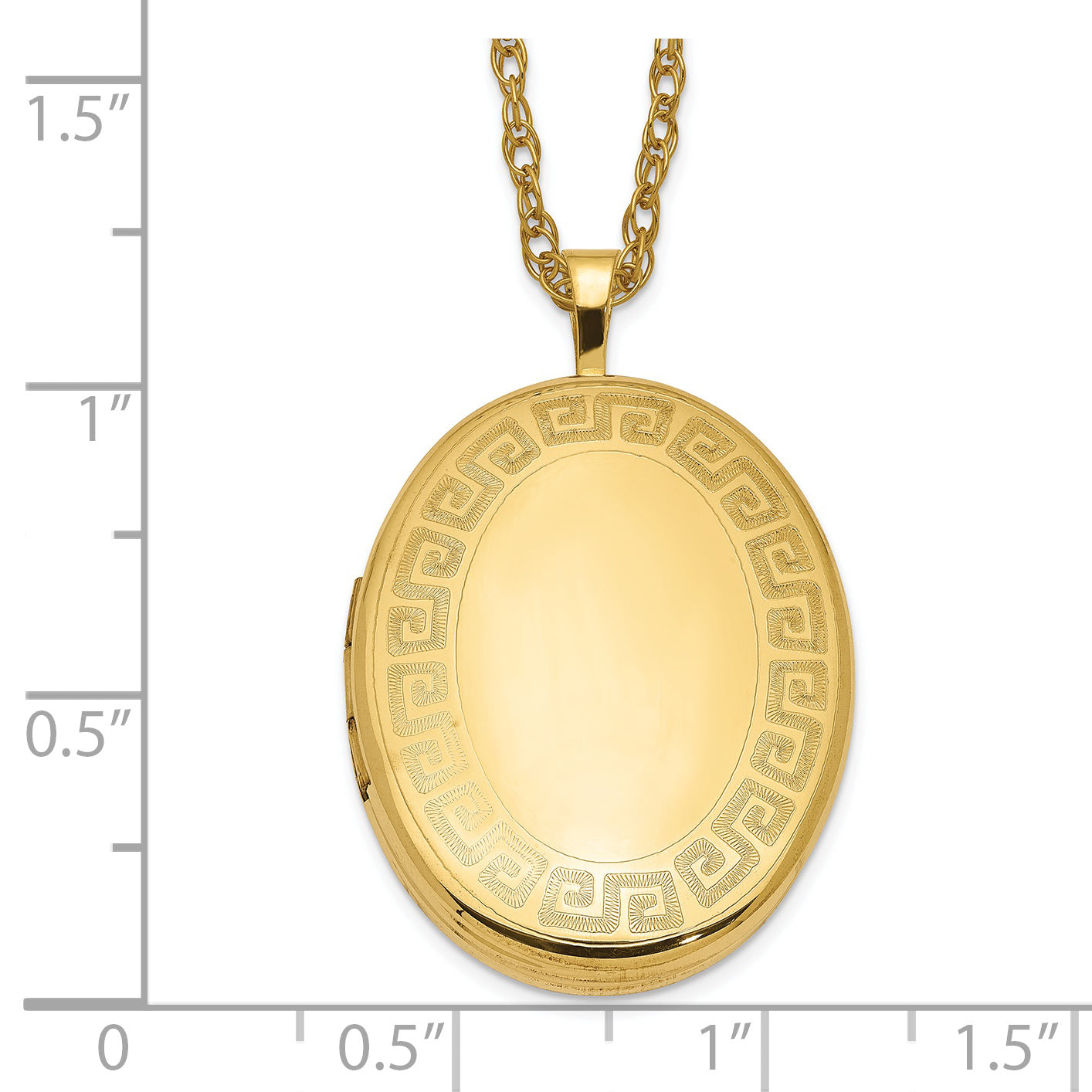 1/20 Gold Filled 26mm Greek Key Border Oval Locket Necklace