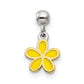 Mio Memento Sterling Silver Gold-tone Yellow Enamel Flower Charm