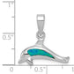 Sterling Silver Rhodium-plated Created Blue Opal Inlay Dolphin Pendant