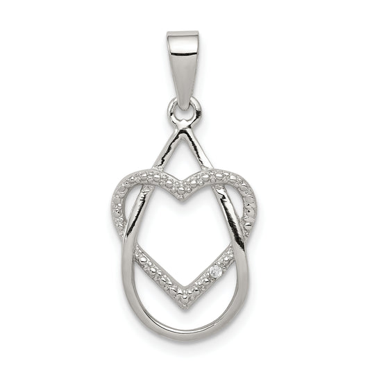 Sterling Silver Rhodium-plated Polished CZ Heart Pendant