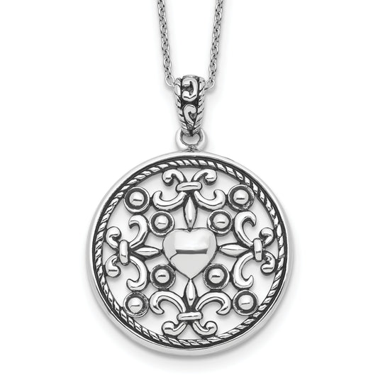 \"Sentimental Expressions Sterling Silver Rhodium-plated A Friend For All Seasons 18\"\" Fleur de lis Necklace\"
