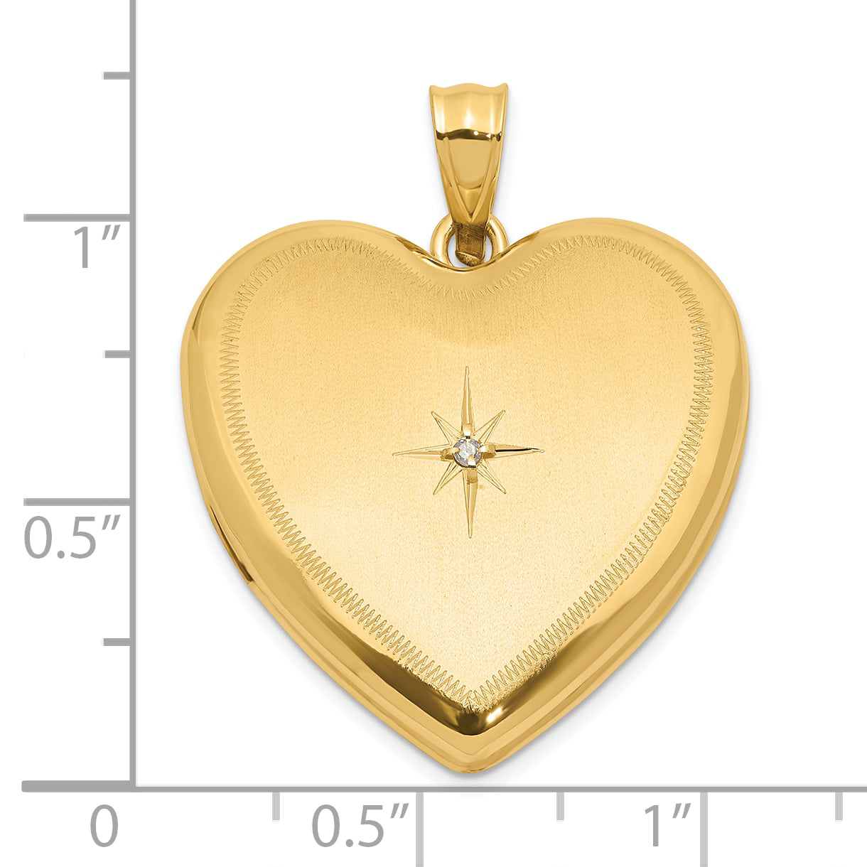 14K 24mm Satin and Polished Diamond Heart Locket