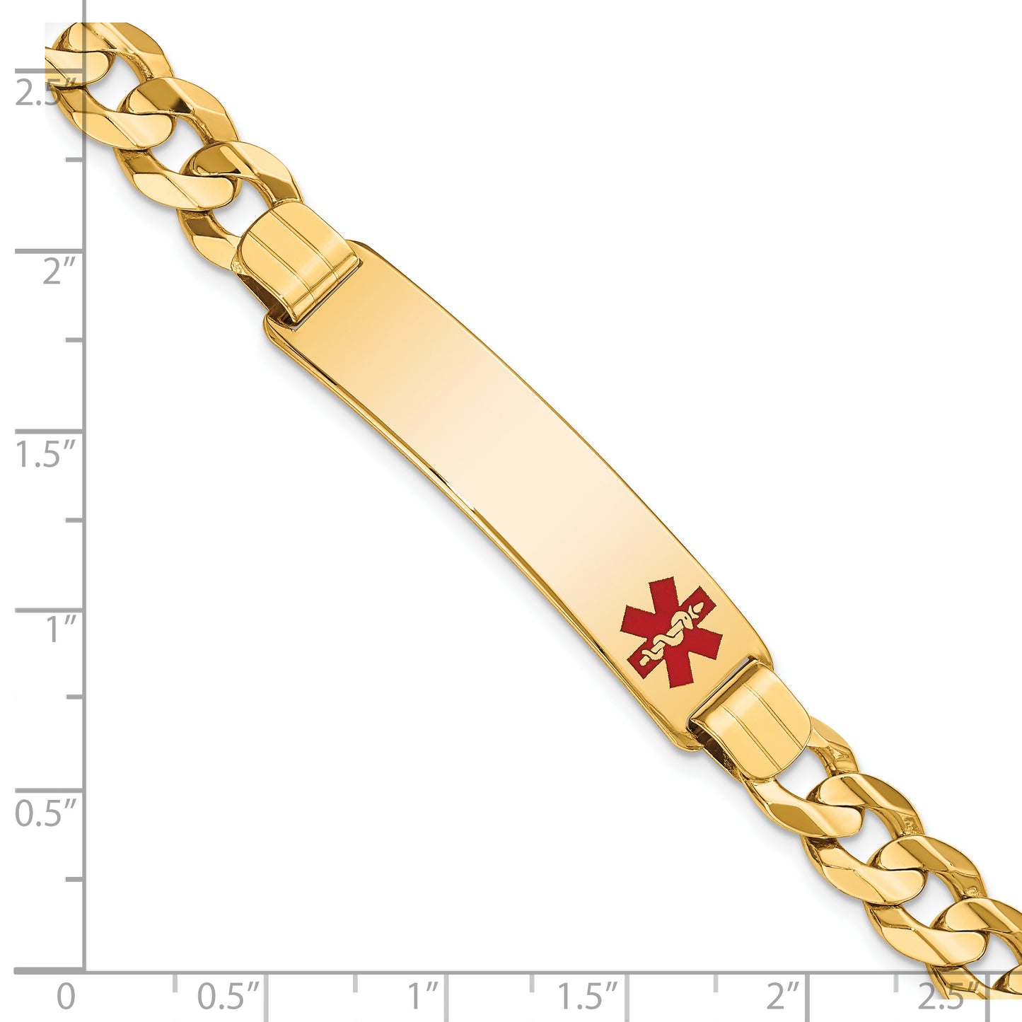14K Medical Red Enamel Curb ID Bracelet