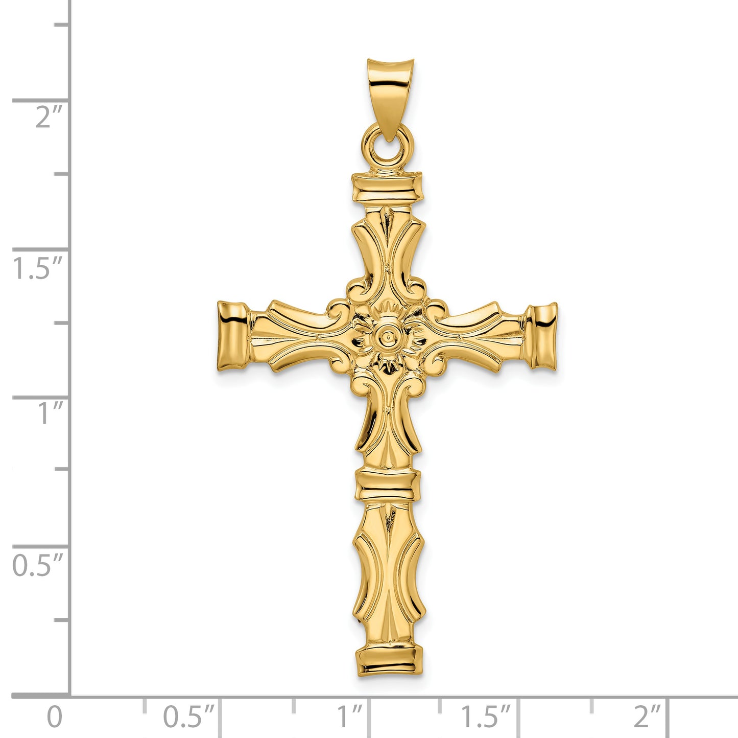 14k Polished Solid Fancy Design Cross Pendant