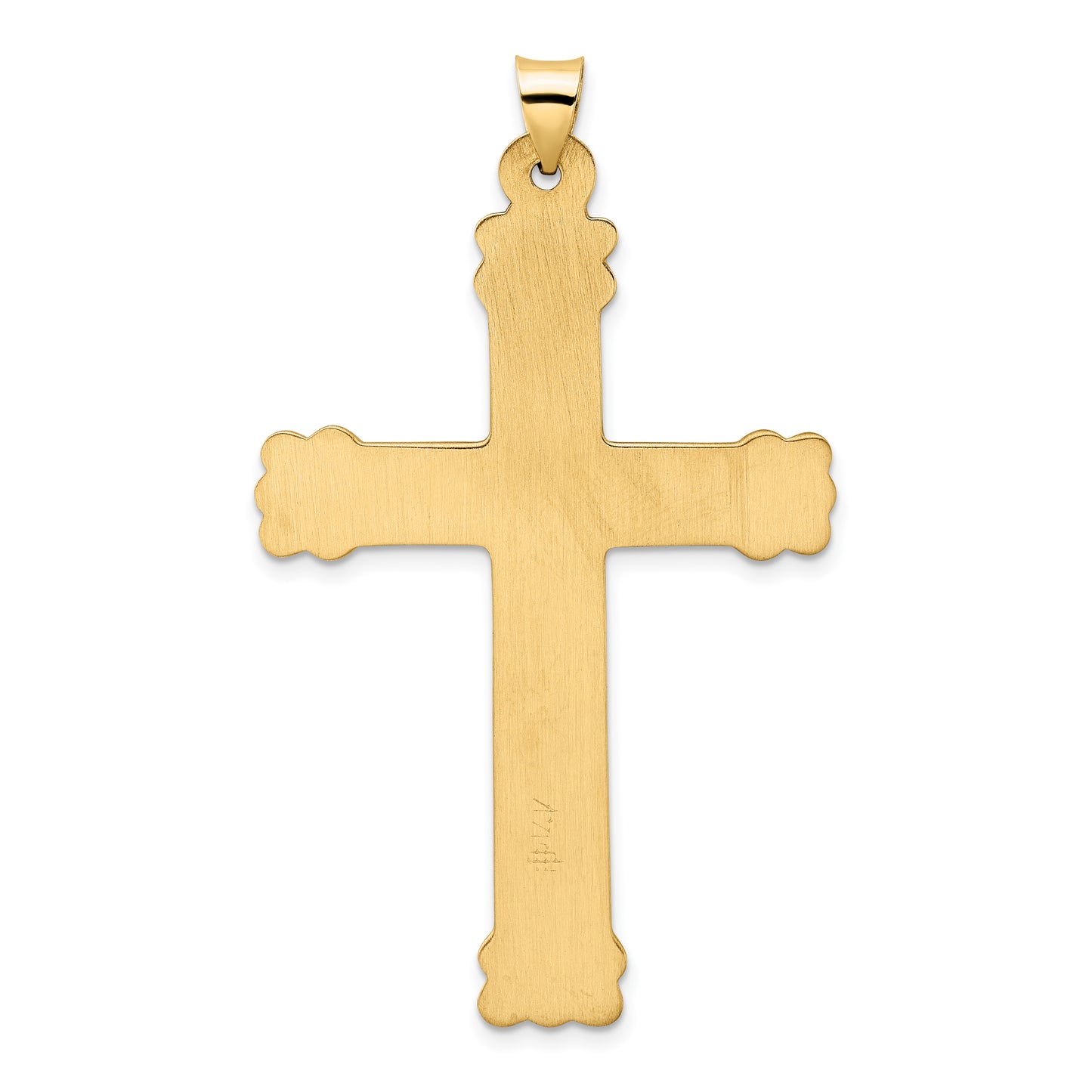 14k Polished and Textured Solid Circle Center Cross Pendant