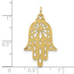 14 Karat Yellow Gold Polished and Textured 24.5mm Solid Hamsa Pendant