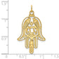 14 Karat Yellow Gold Polished and Textured 31.5mm Solid Hamsa Pendant