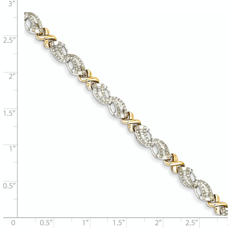 14k Two Tone Diamond X Bracelet