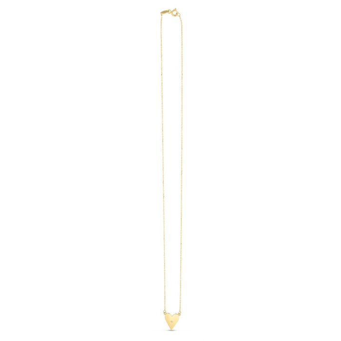 14 Karat Yellow Gold Diamond Heart Necklace