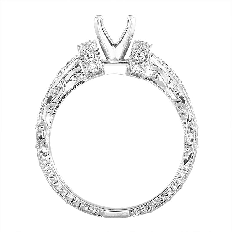 18 Karat White Gold Diamond Semi-Mount Ring