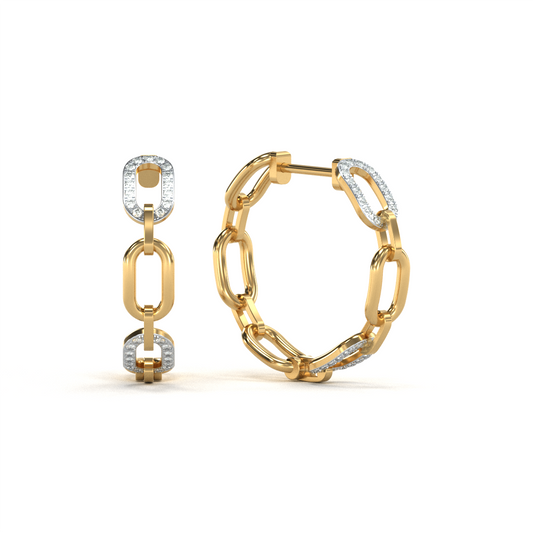 14 Karat Yellow Gold Diamond Small Hoop Earrings