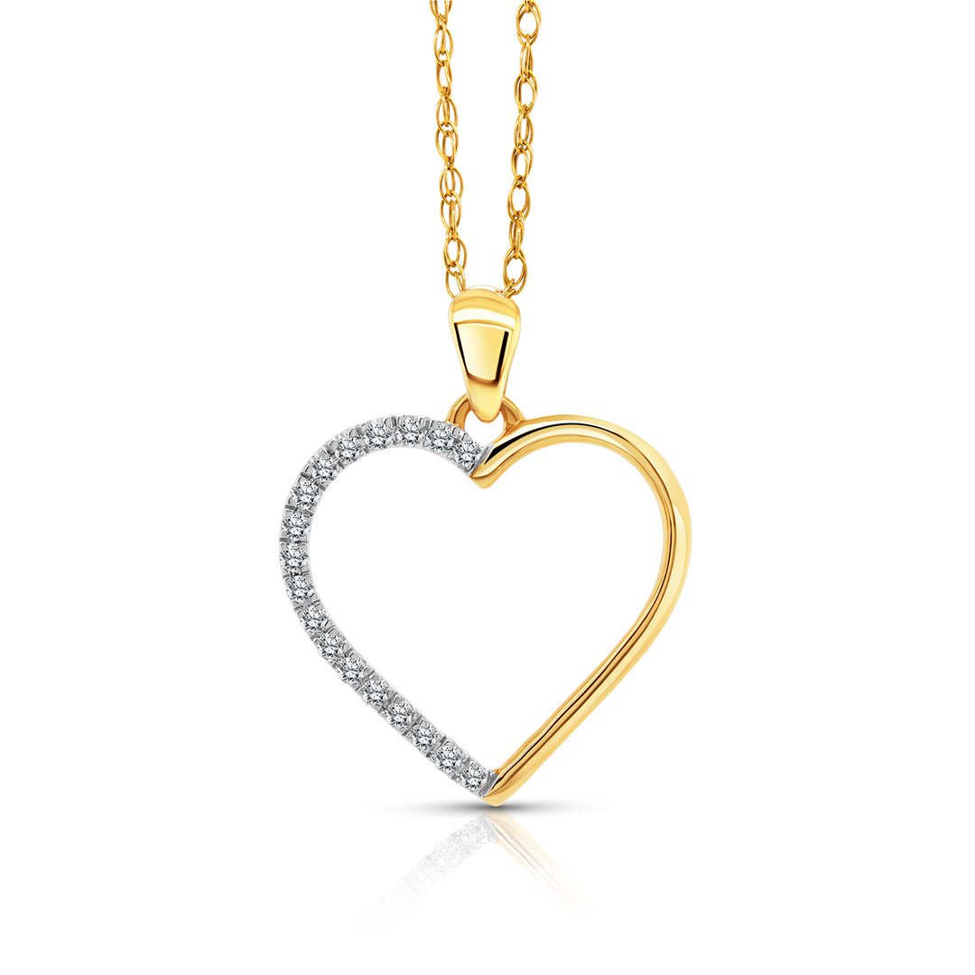 14 Karat Yellow Gold Diamond Heart Pendant