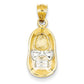 14 Karat 2 Tone Gold Baby Shoe Charm Pendant
