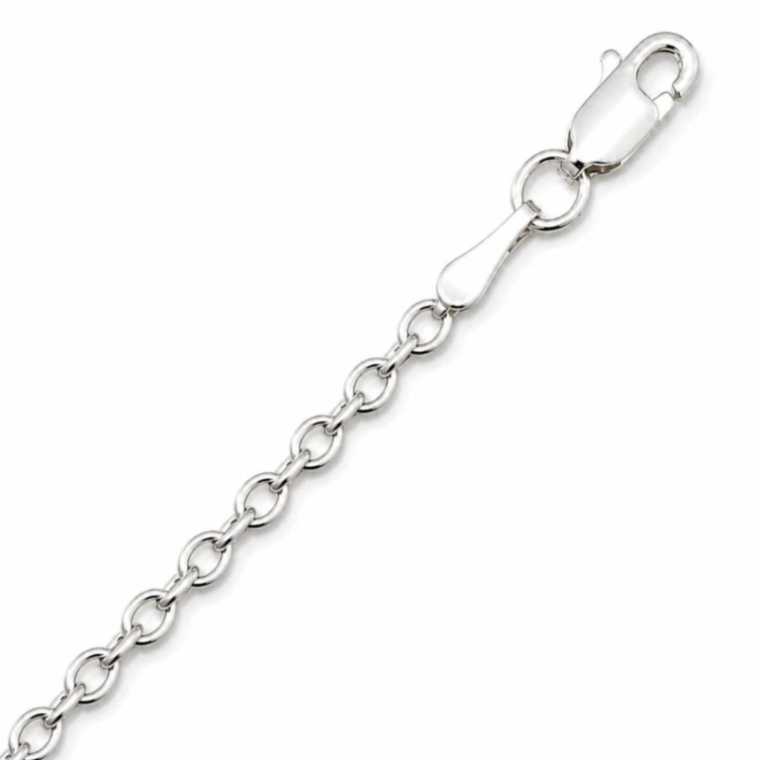A image showing a sterling silver cable chain on a pure white background
