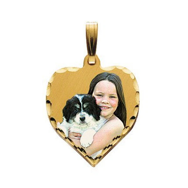 Small Heart with Diamond Cut Edge Picture Pendant Charm | AJ's Jewelry Queens NY
