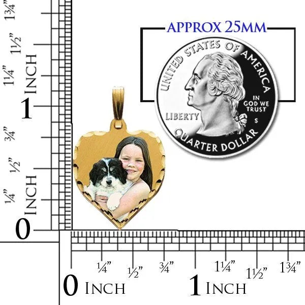 Small Heart with Diamond Cut Edge Picture Pendant Charm detail view | AJ's Jewelry Queens NY