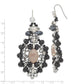 Silver-tone Agate, CZ and Glass Beaded Medallion Dangle Earrings