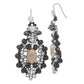 Silver-tone Agate, CZ and Glass Beaded Medallion Dangle Earrings