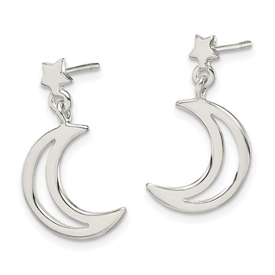 Sterling Silver Star & Moon Dangle Earrings