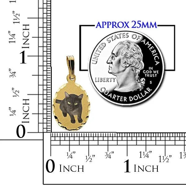 Small Oval with Diamond Cut Edge Picture Pendant Charm side view | AJ's Jewelry Queens NY