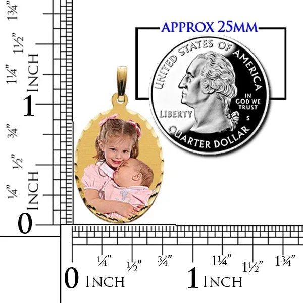 Medium Oval with Diamond Cut Edge Picture Pendant Charm detail view | AJ's Jewelry Queens NY