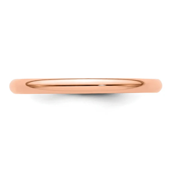14K Rose Gold 2mm Half Round Wedding Band Close-Up Detail