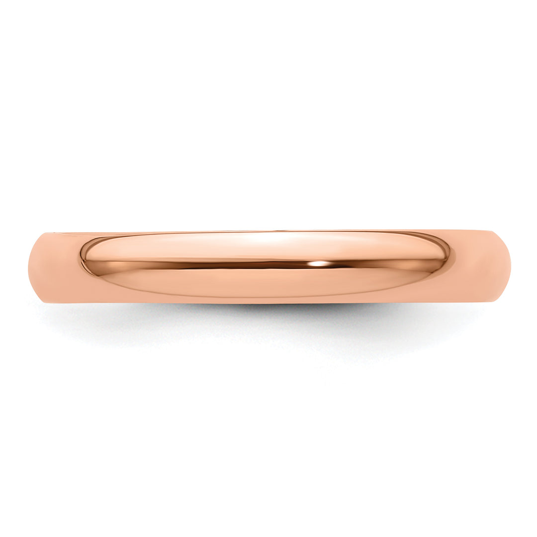 14K Rose Gold 3mm Half Round Wedding Band — Close-Up Detail