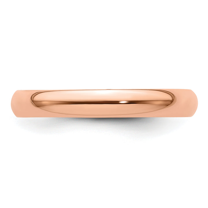 14K Rose Gold 3mm Half Round Wedding Band — Close-Up Detail