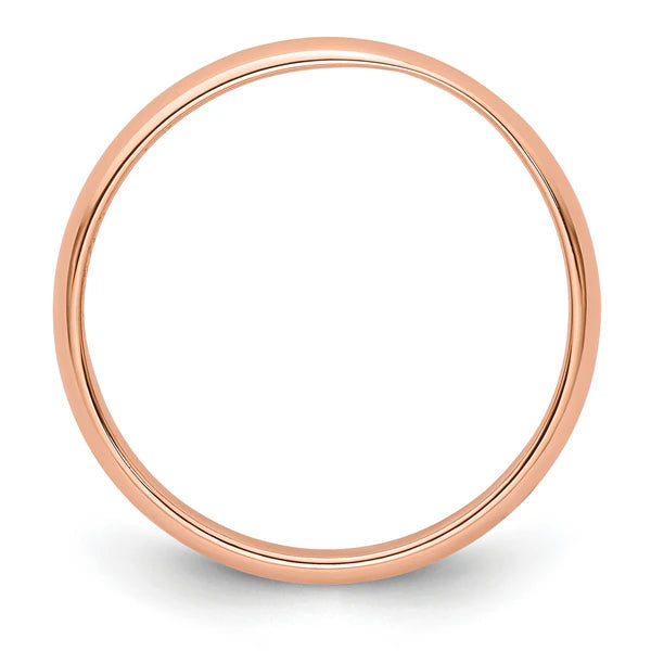 14K Rose Gold 3mm Half Round Wedding Band Side Profile