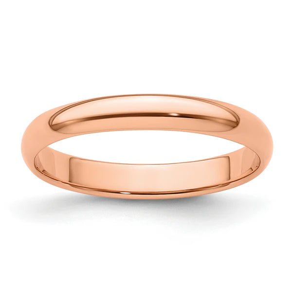 14K Rose Gold 3mm Half Round Wedding Band