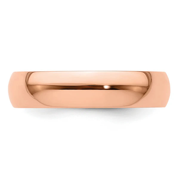 14K Rose Gold 5mm Half Round Wedding Band Close-Up Detail