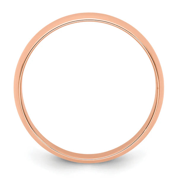 14K Rose Gold 5mm Half Round Wedding Band Side Profile