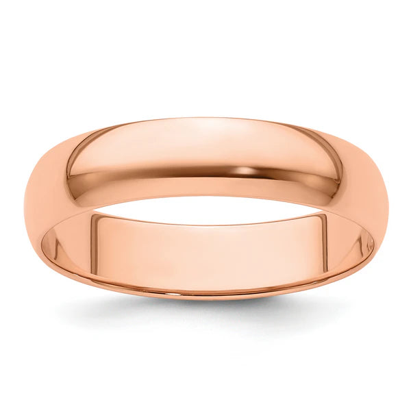14K Rose Gold 5mm Half Round Wedding Band