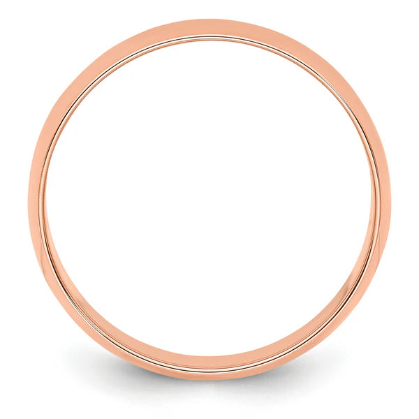 14K Rose Gold 6mm Half Round Wedding Band Side Profile