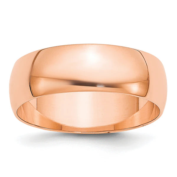 14K Rose Gold 6mm Half Round Wedding Band