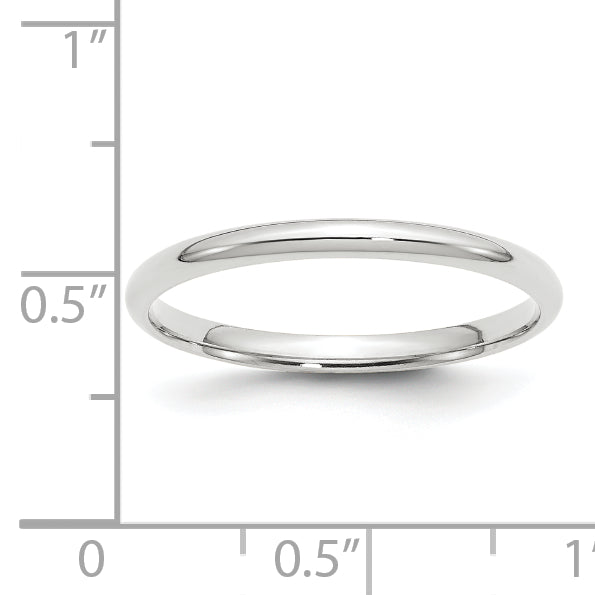 14K White Gold 2mm Comfort Fit Wedding Band - Side Profile