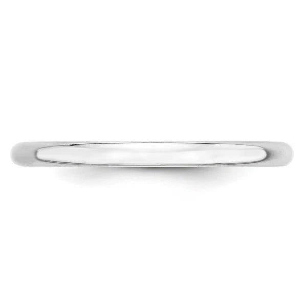 14K White Gold 2mm Half Round Wedding Band Side Profile