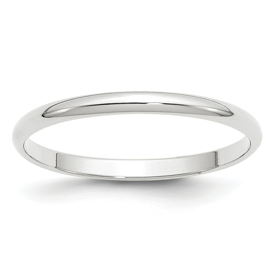 14K White Gold 2mm Half Round Wedding Band