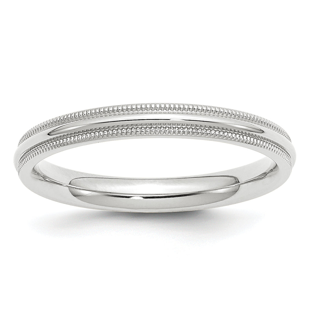 14K White Gold 3mm Comfort Fit Milgrain Wedding Band