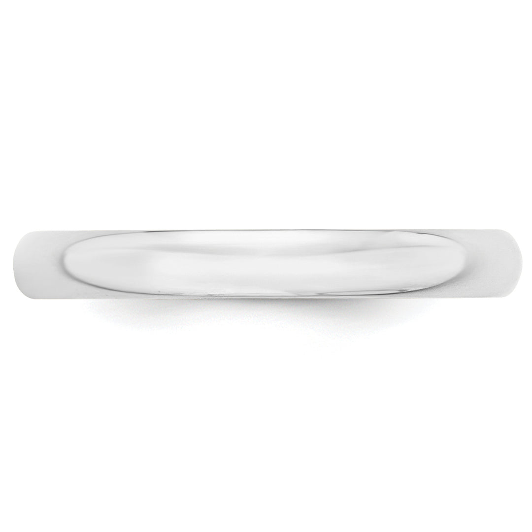 14K White Gold 3mm Half Round Wedding Band — Front View