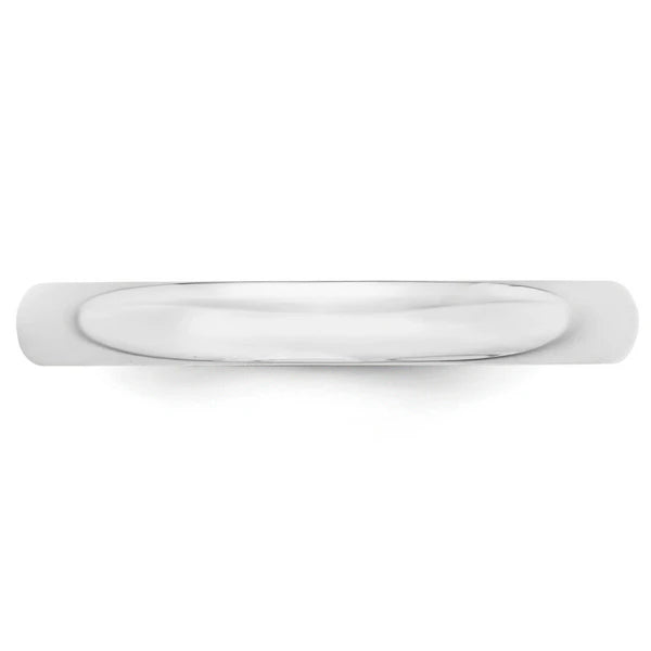 14K White Gold 3mm Half Round Wedding Band Front View