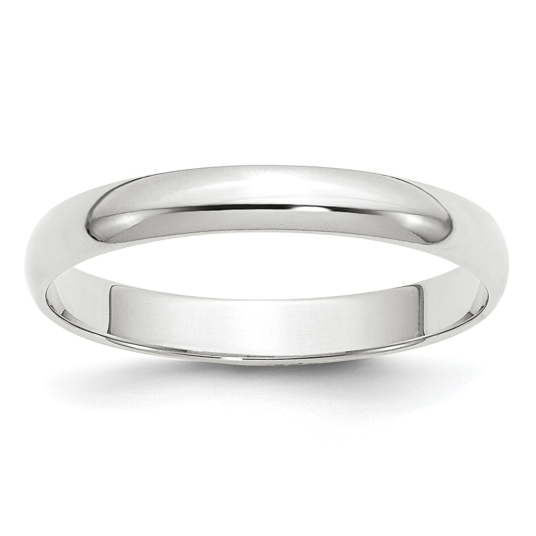 14K White Gold 3mm Half Round Wedding Band