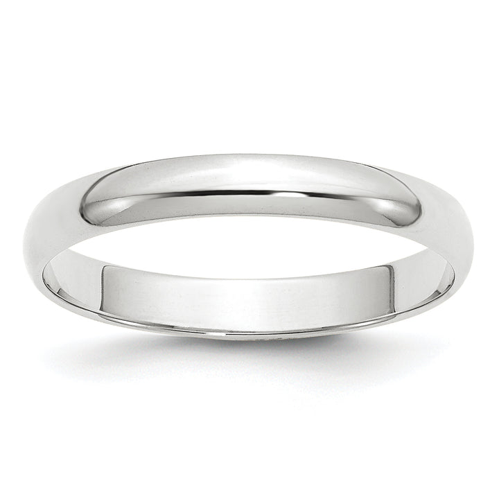 14K White Gold 3mm Half Round Wedding Band