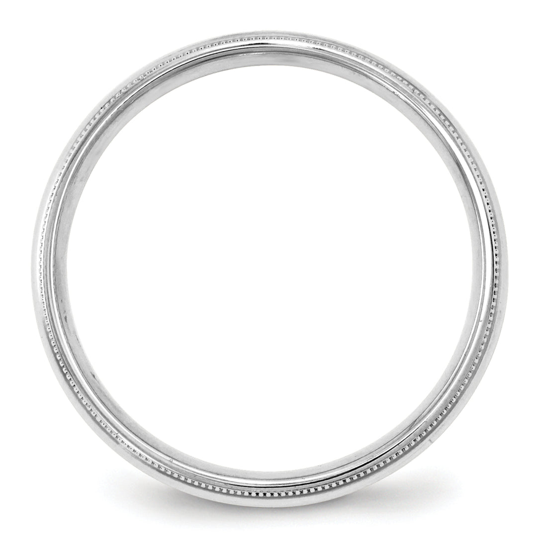 14K White Gold 4mm Comfort Fit Milgrain Wedding Band - Front View
