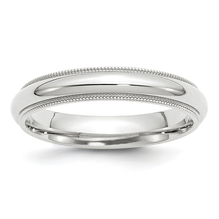 14K White Gold 4mm Comfort Fit Milgrain Wedding Band