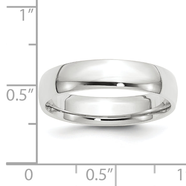 14K White Gold 5mm Comfort Fit Wedding Band - Side Profile