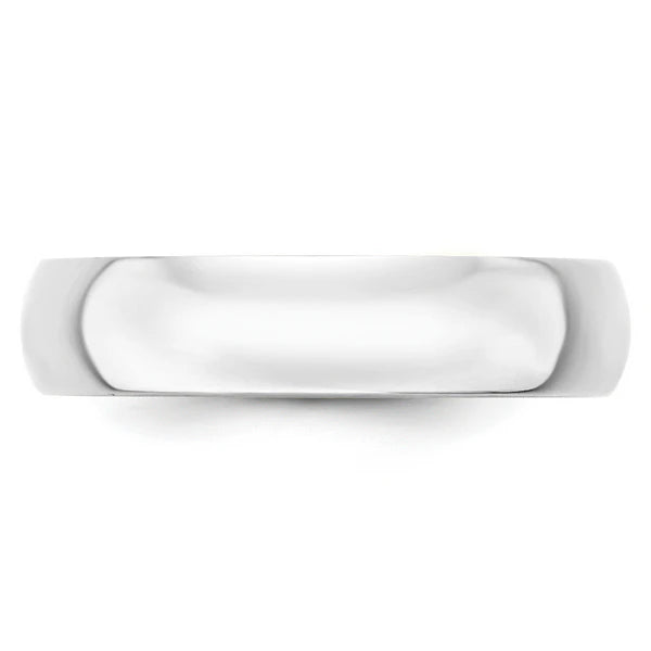 14K White Gold 5mm Half Round Wedding Band Front View